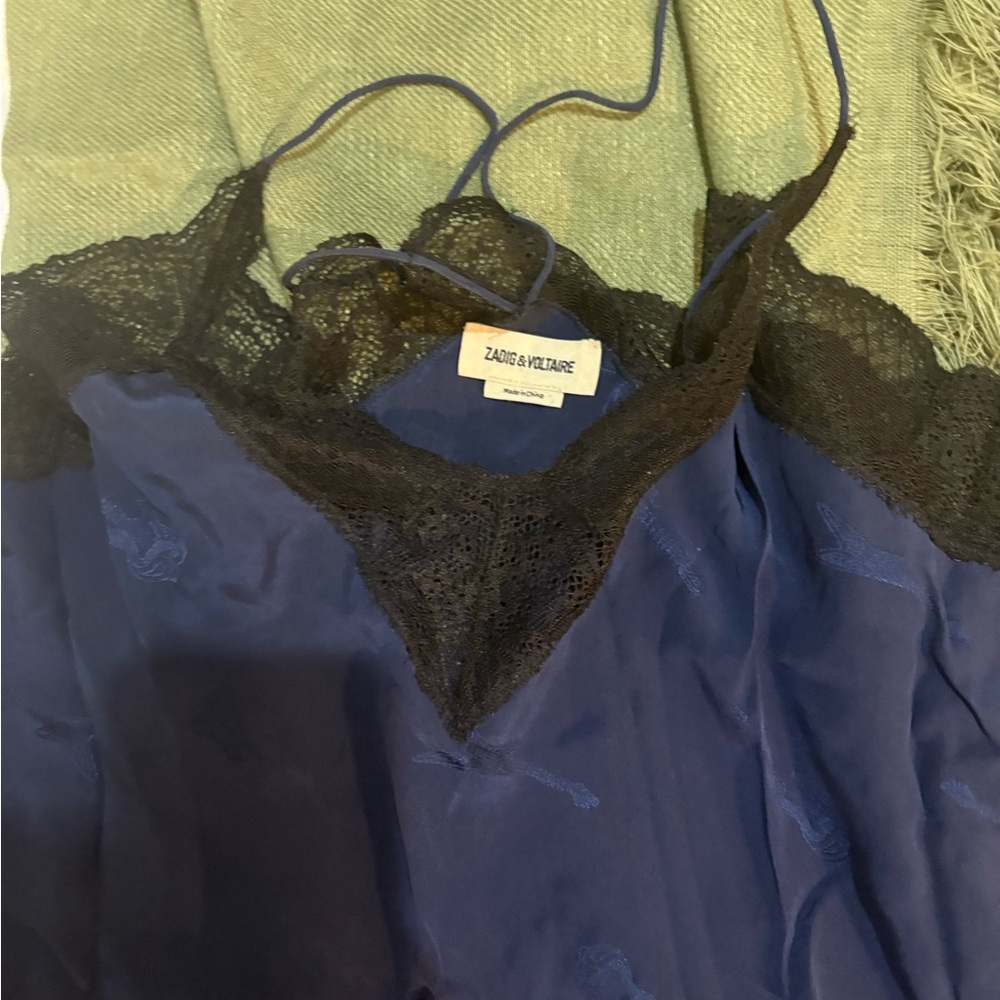 Zadig & Voltaire Women's Blue Lace Trim Slip